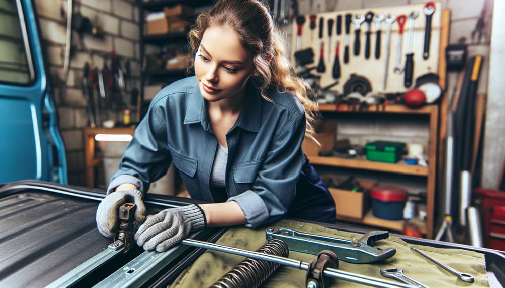Expert garage door technician at work